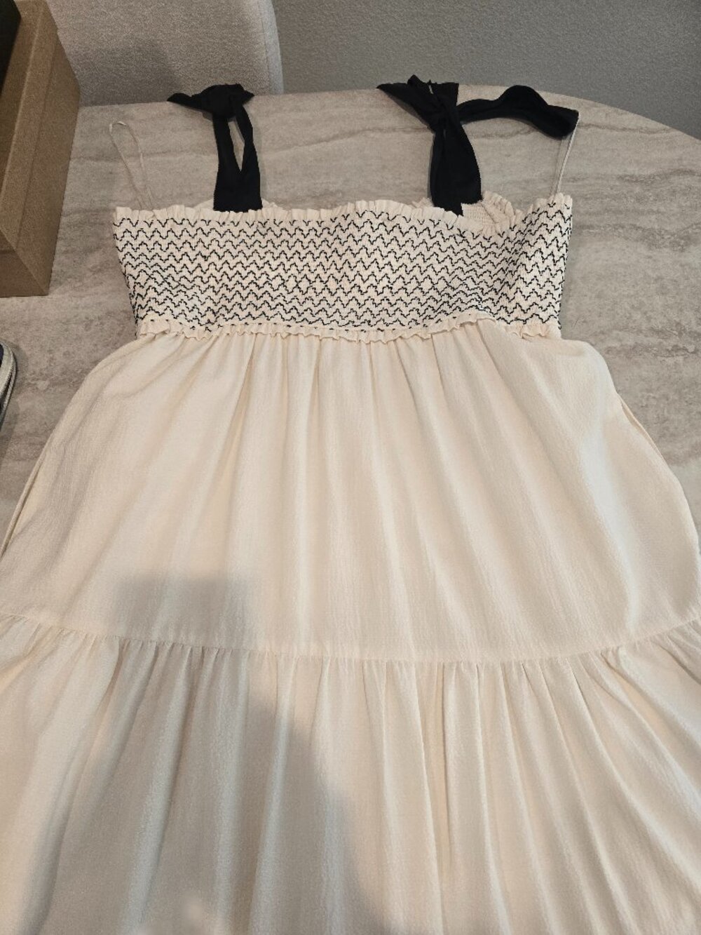Adelyn Rae White Dress with Black Straps Size: XL